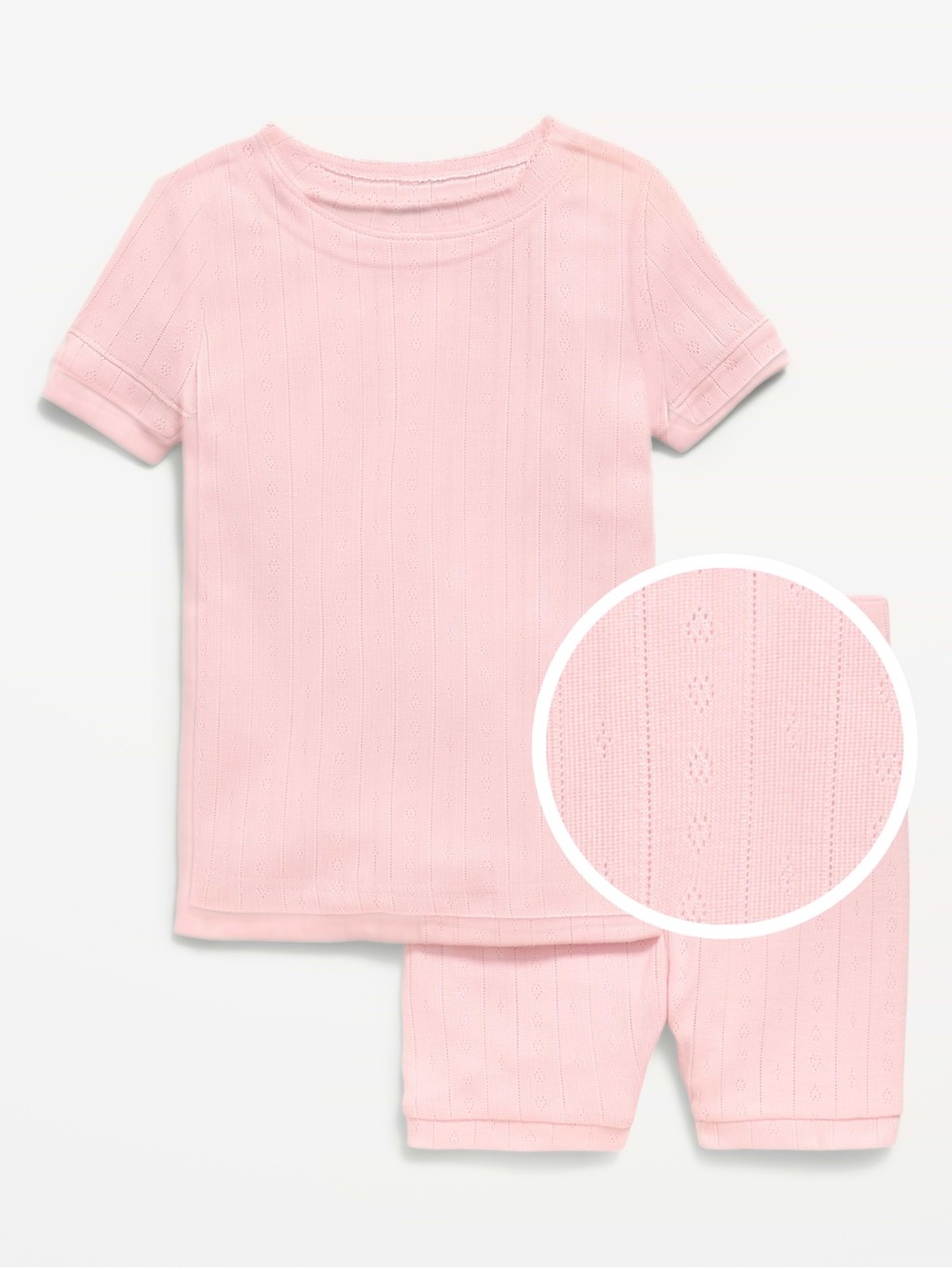 Old Navy Light Pink snug fit pointelle Knit pajamas short set